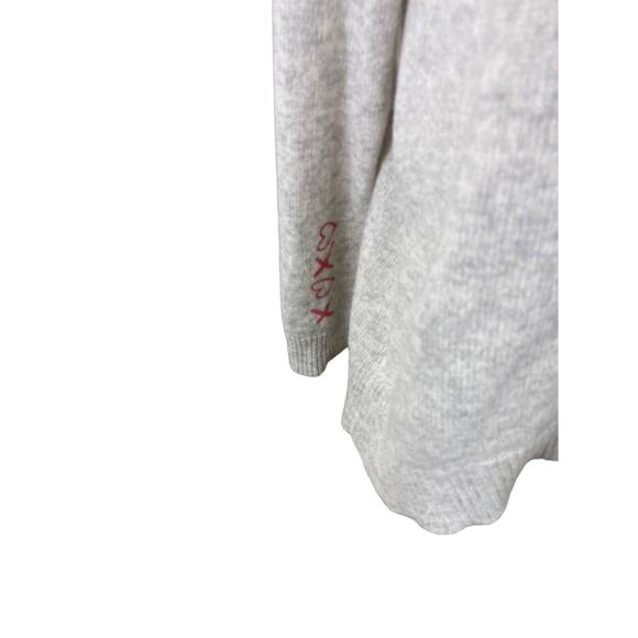 Oats Cashmere Debra Hayburn 100% Cashmere Heathered Gray Sweater XO Sleeve L - Picture 3 of 5